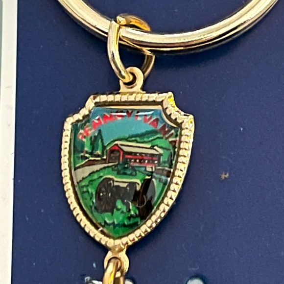 NWOT souvenir keychain in a plastic case.  Pennsylvania and a gold tone cannon. - Picture 3 of 9